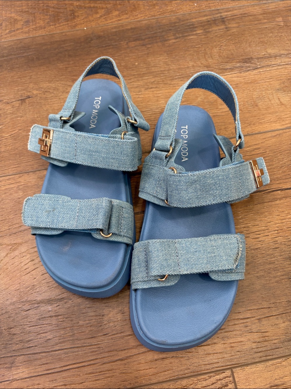 TOP Moda Light Blue Denim Strap Sandals